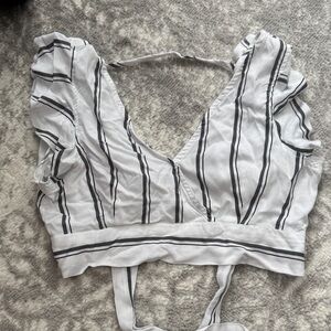 Striped Black and White Women's Crop Top
